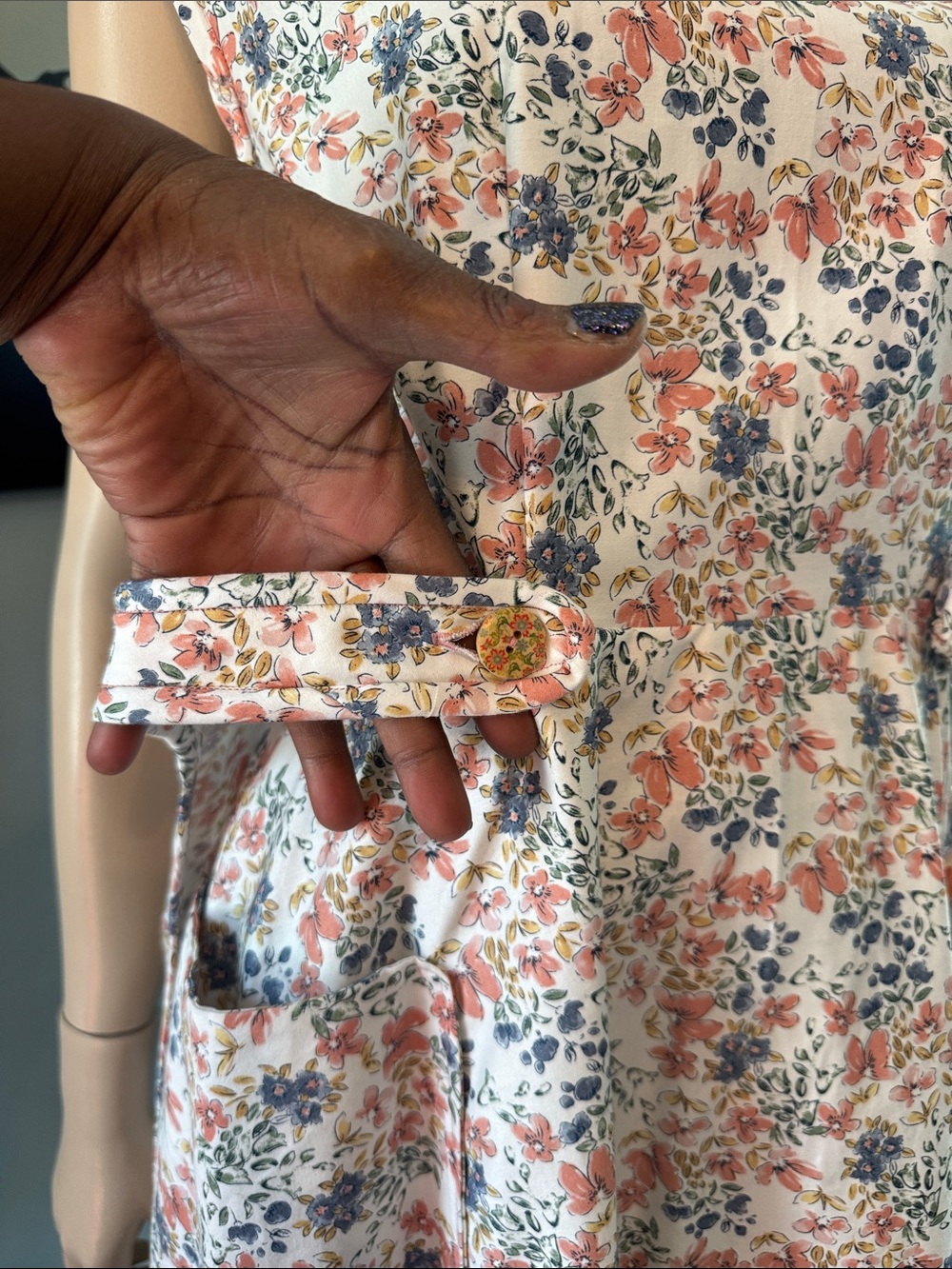 Vintage Floral Cotton Back Wrap Midi Dress - Picture 5 of 16